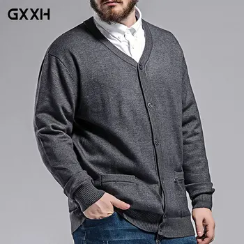 

Men's Knit Cardigan Autumn New Large Size Sweater Men's Fat loose V-neck sweater Color: Gray / Navy / Wine Red Size 3XL-7XL