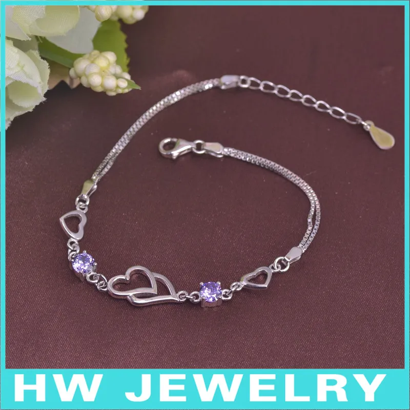 

double heart silver 925 bracelet