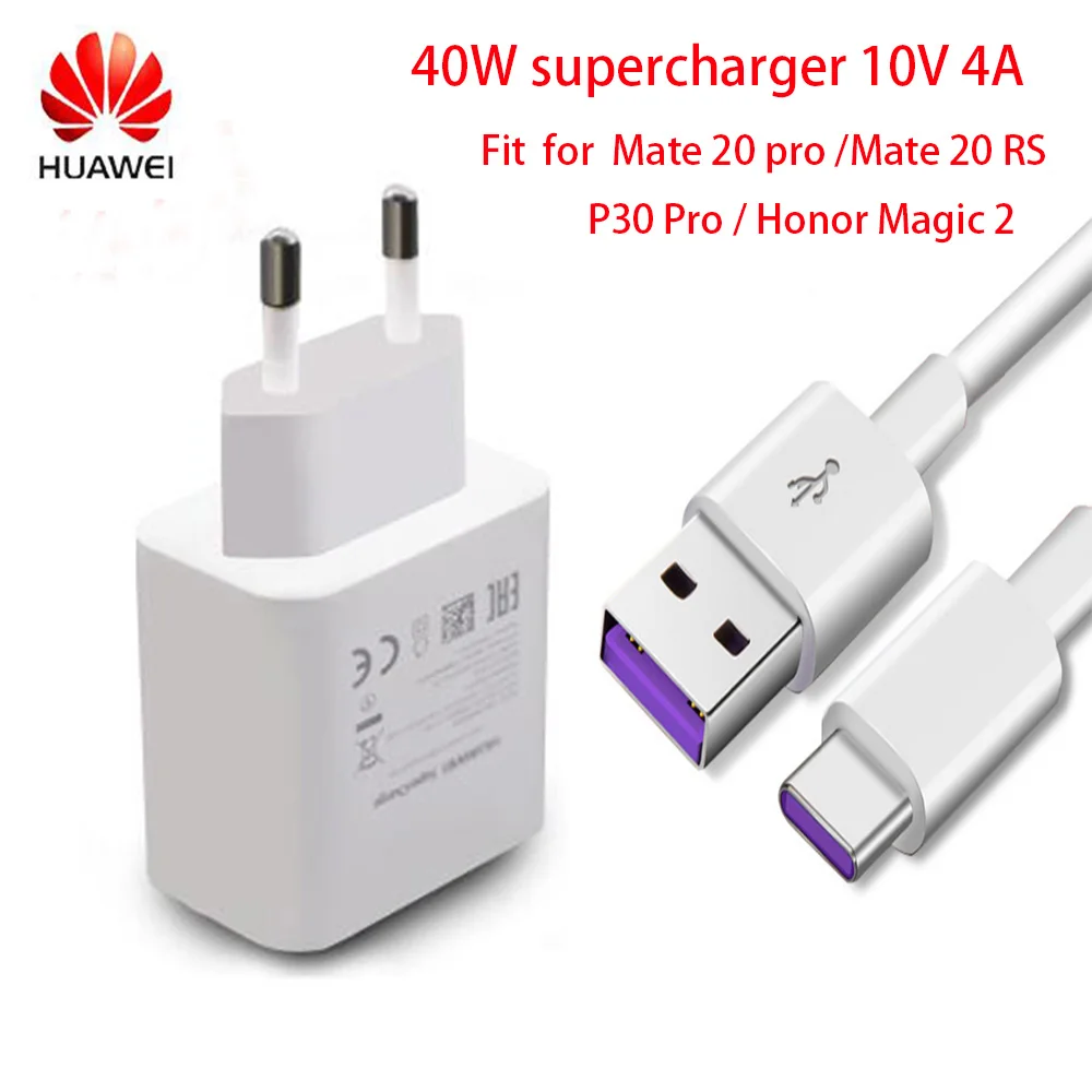 

Original FOR HUAWEI Super Charge 40W Quick Charger 10V/4A 9V/2A 5V/2A P30 Pro Mate 20 Pro X RS Mate10 P20 P10 Mate10 Magic 2