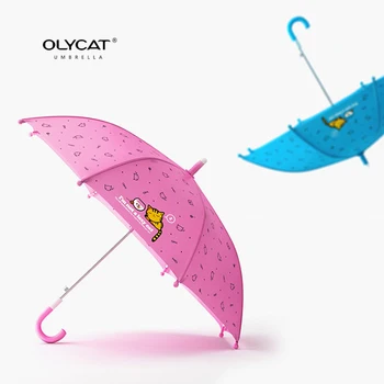 

OLYCAT Kids Umbrella Cartoon Children Long Umbrellas Blue Pink Windproof 8K Aluminum Rain Umbrella Girls Boys Paraguas Semsiye