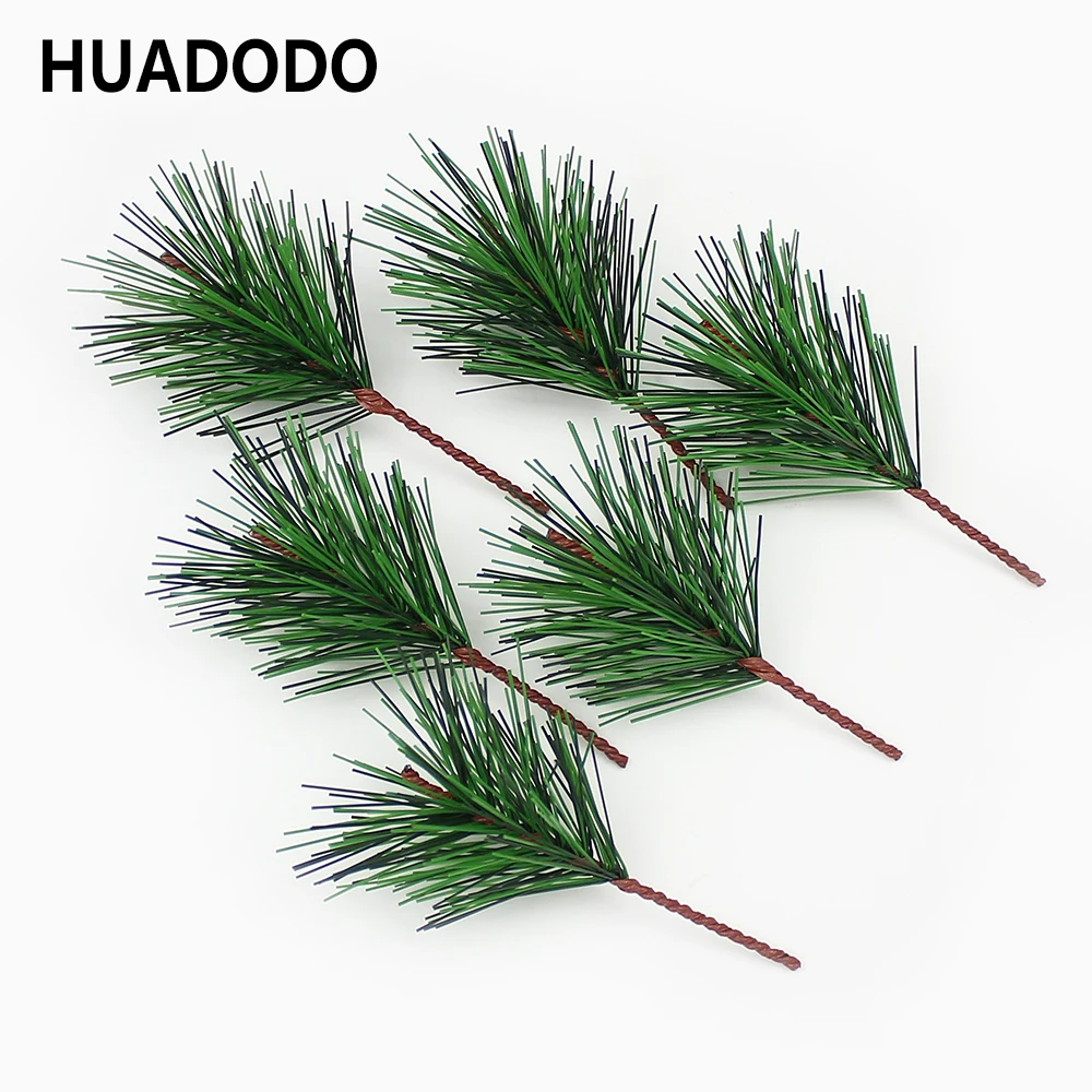

HUADODO 10pieces Green Artificial Pine needles Artificial Plants Fake flowers For Handmade DIY Christmas Home Decorations
