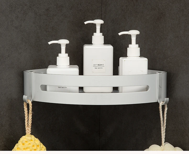 Настенный Серебряный алюминиевый сплав ванная комната мыльница для ванной душ полка для ванной шампунь держатель Корзина держатель угловая полка