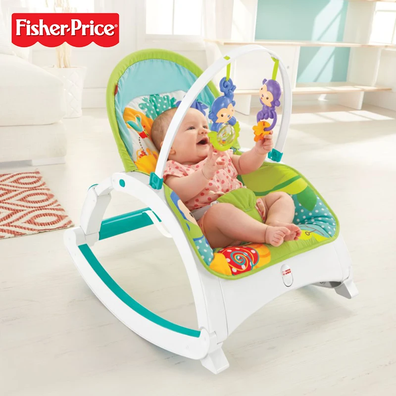 Настоящий Fisher Price бренд DMR87 детский стул тропический лес друзья Новорожденные для малыша портативный рокер многоцветные для рождественского подарка