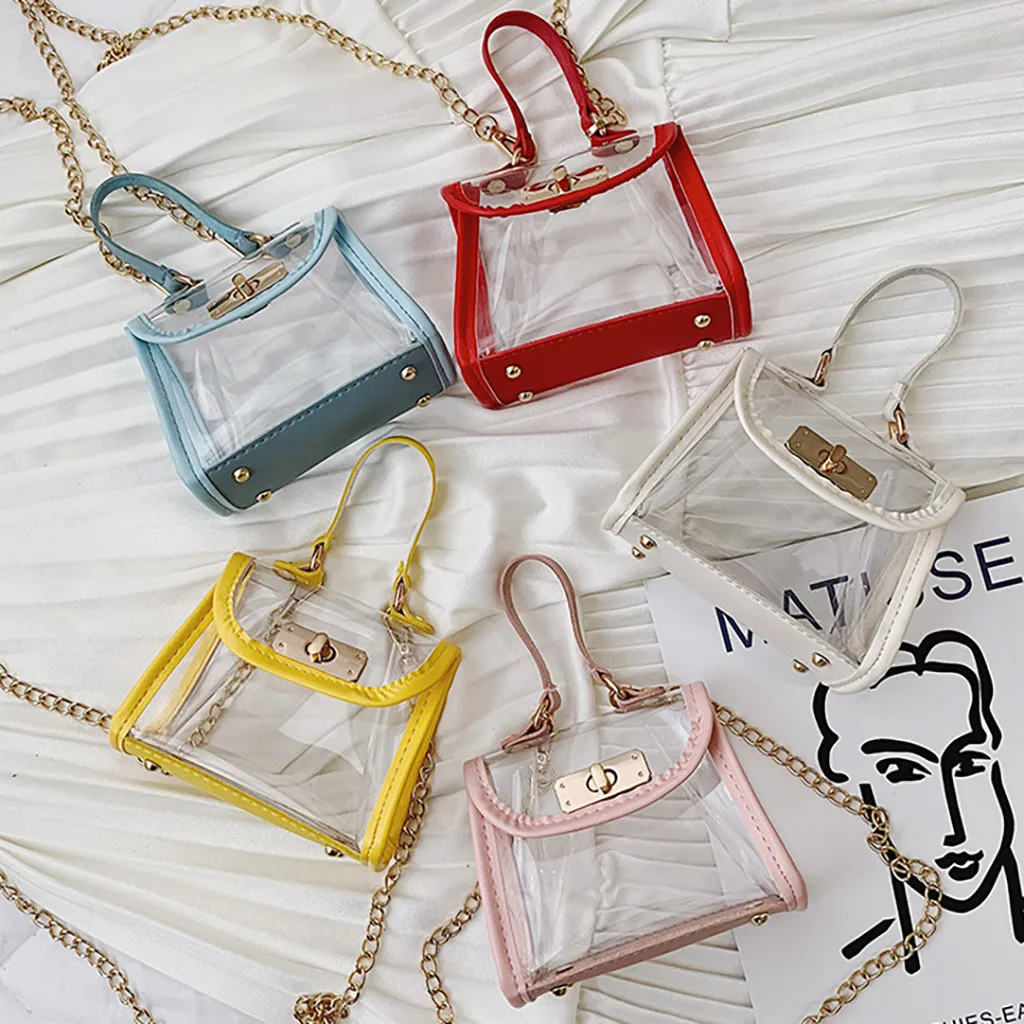 

2019 Summer Cute Bags Kids Transparent Crossbody Shoulder Bag Children Mini Purse Handbag Girls Princess Clear Sac Messenger Bag