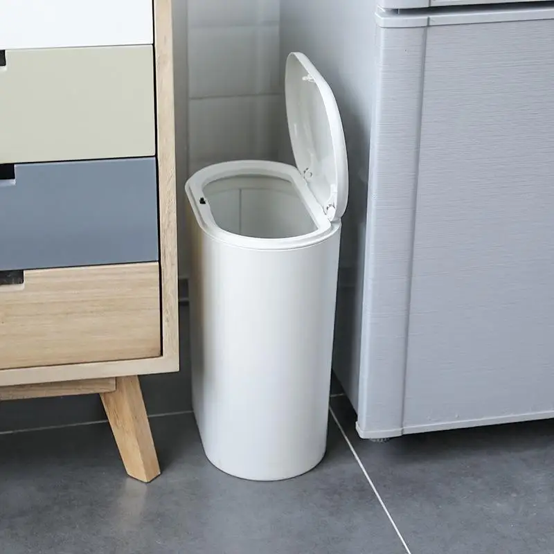 

8L Pressing Type Plastic Trash Can Narrow Oval Garbage Sorting Storage Bin Bathroom BedroomStorage Bucket Home Cleaning Tool