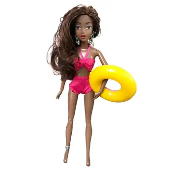 

Multi-joint Brown Doll Toy African Simulated Doll Movable Joint Fine Workmanship Smooth Edges Long Curly Hair Best Gift In Stock
