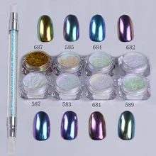 Родился довольно 1 г/кор. Хамелеон зеркальный блеск Косметическая пудра с Вырезка силиконовые Кисточки Маникюр украшения