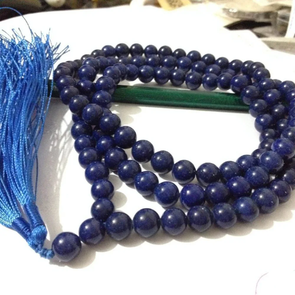 

New 8mm Tibetan Buddhist Lapis Lazuli Mala / Rosary 108 Beads Exquisite
