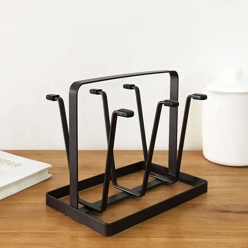 Creative Iron 6 Cups Mug Glass Stand Holder Drying Shelf Home Kitchen Hanging Drainer Storage Rack 