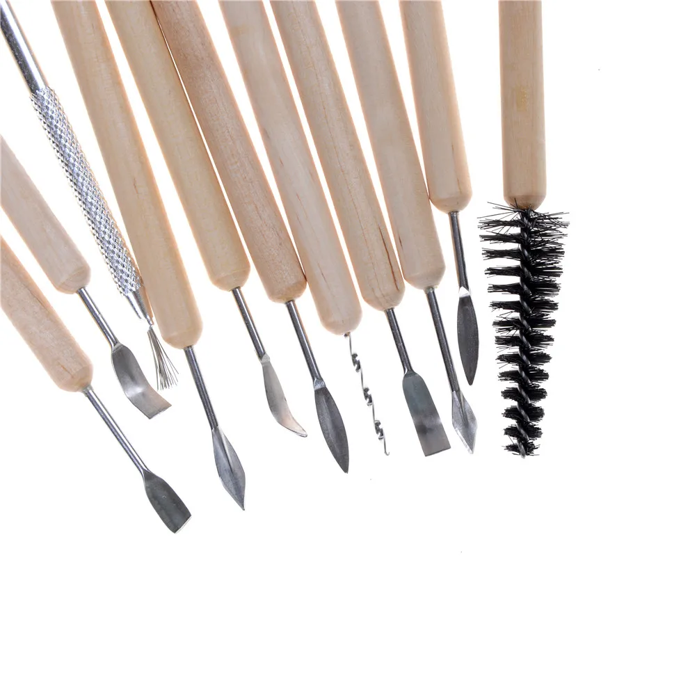 

11pcs Multifunction Handle Wax Pottery Clay Sculpture Carving Modeling Wire Texture Tool Fimo DIY Craft Professional Wood Metal