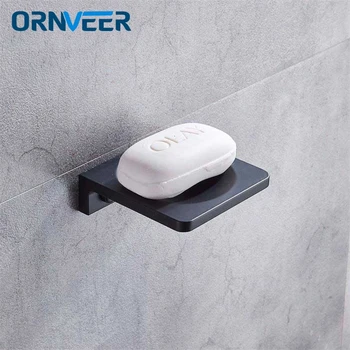 

Space Aluminum Black Soap Dish Wall Mounted Bathroom Accessories Product Soap Dish Holder