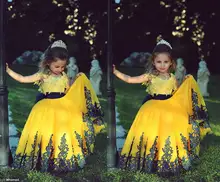Glitz Kids Prom Pageant Dress Appliqued Lace Flower Girl Dresses for Weddings Vestido de Daminha with