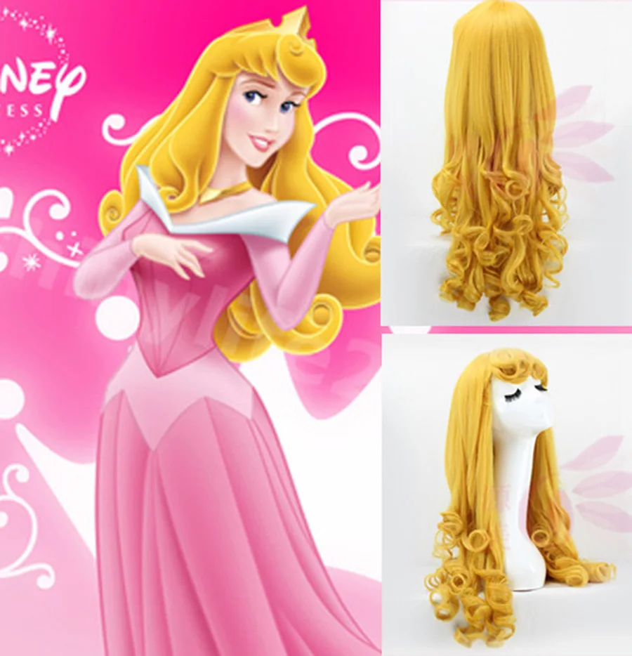

Anilnc Princess Sleeping Beauty Aurora Kids Synthetic Anime Cosplay Hair Wigs For Women+One Cap