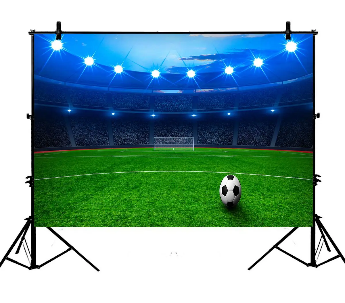 

5x7ft Football Field Night Scene Soccer Polyester Photo Background Portrait Backdrop