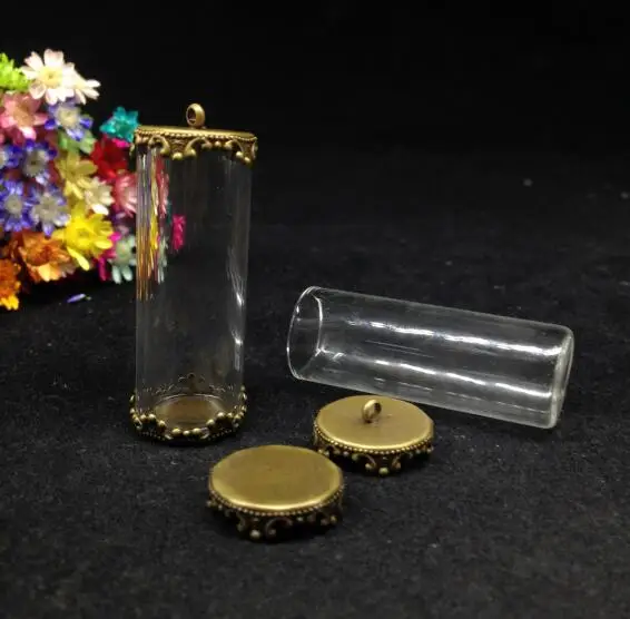 100 шт. 40*15 мм Разноцветные открытой трубе банки стеклянные миру научных стеклянная бутылка Вейл Pandent ожерелье стеклянная крышка купола ваза