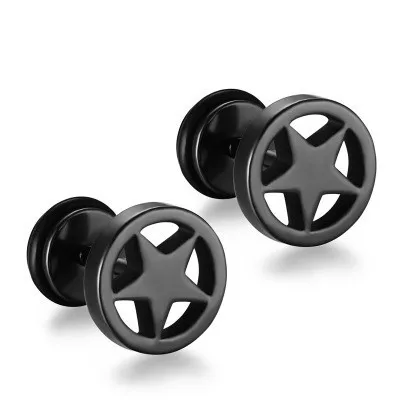 

Men's Ear Nail Titanium Steel Ear Bone Nail Punk Tide Male Black Round Five-pointed Star Ear Nail ES-109