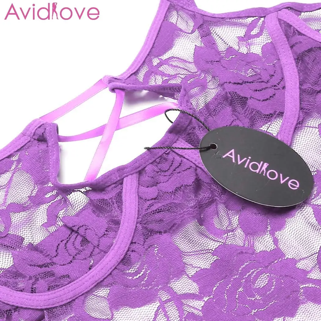 Avidlove, женское сексуальное нижнее белье, сексуальное нижнее белье, прозрачное, Babydoll, эротические костюмы, прозрачные, кружевные, цветочные, комплект, платье