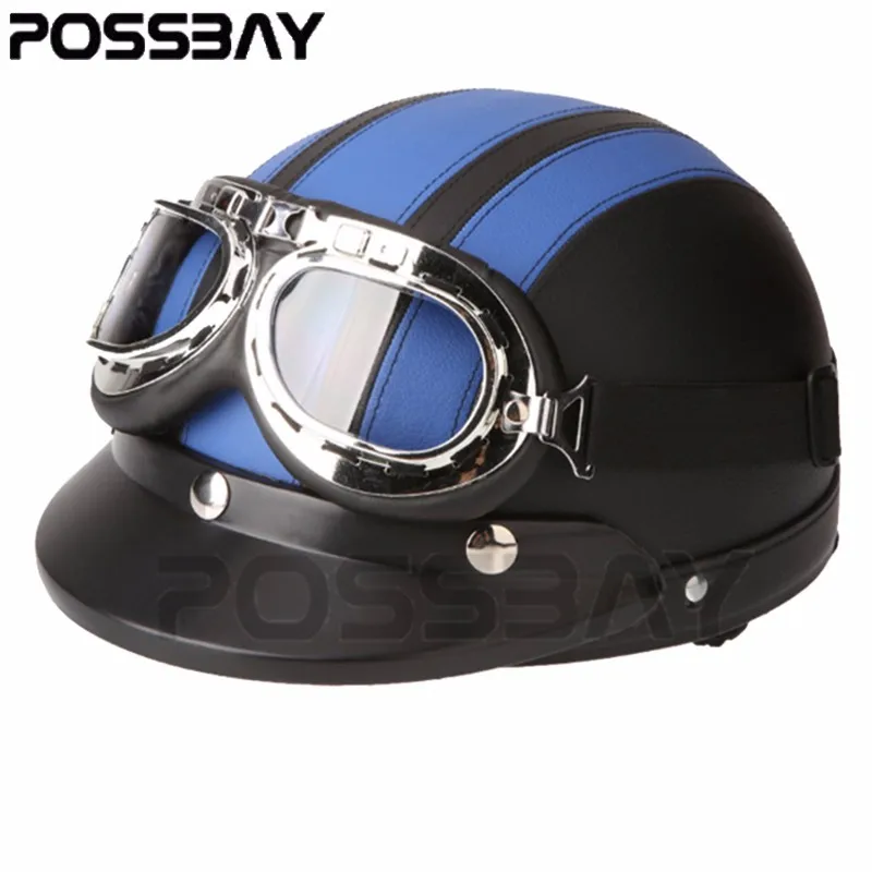 Posbay винтажный мотоциклетный шлем Casco Moto cask скутер Capacete Половина лица козырек ATV шлем с УФ очки ДЛЯ Chopper Cruiser