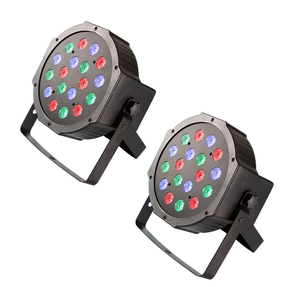 

Professional LED Stage Lights 18 RGB PAR LED DMX Stage Lighting Effect DMX512 Master-Slave Led Flat for DJ Disco Party KTV