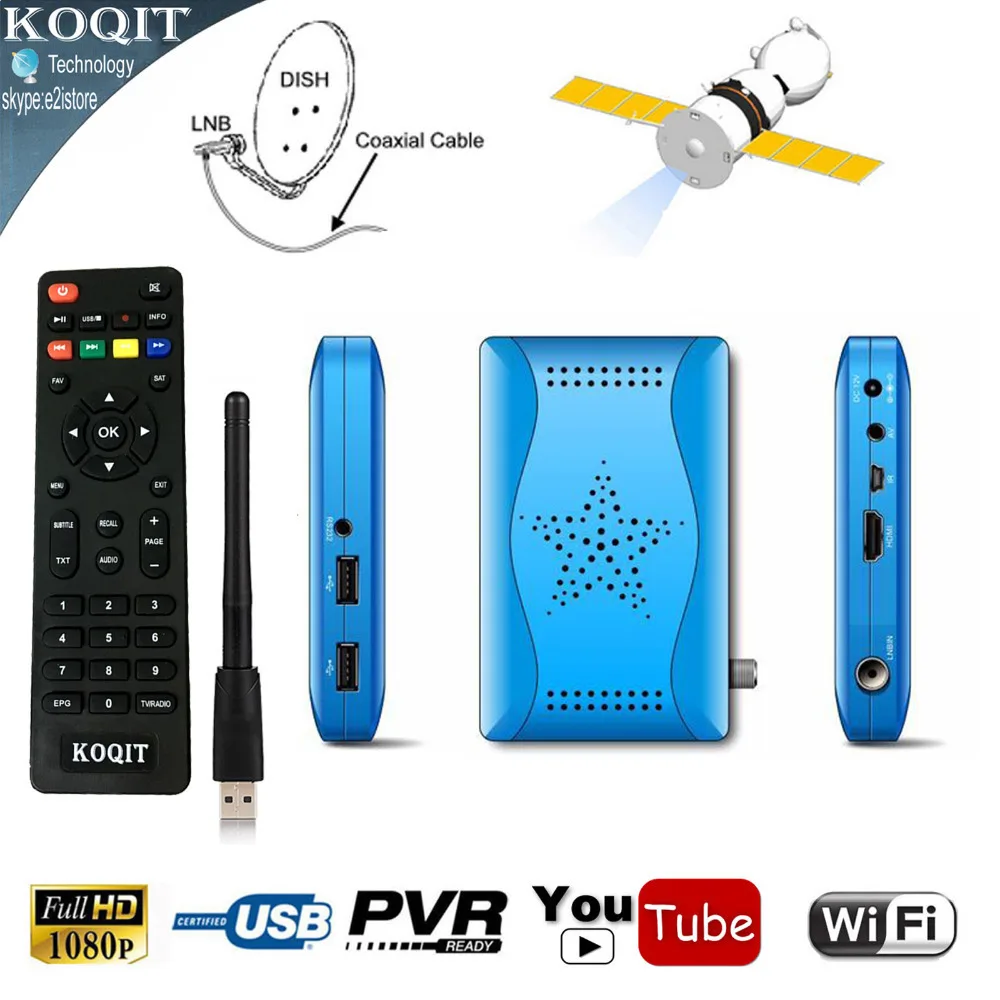 KOQIT Brazil South America DVB-S2 Satellite Receiver Digital TV Box Tuner DVB S2 Receptor Wifi Cline Biss Vu Youtube USB Capture