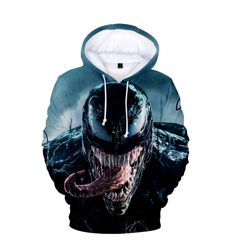 Comic Venom Hoodie Sweatshirts Men Superhero Anime Cool Black Autumn Winter Tops Plus Velvet Warm Hoody Couple Hip Hop Pullovers (10)