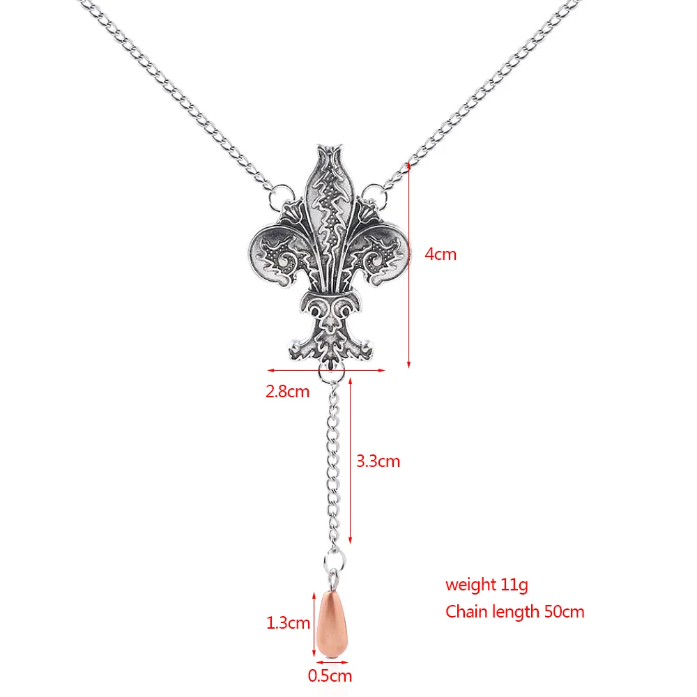 The Originals Vampire Diaries Always And Forever Charm Necklace Fleur de Lis Long Necklace for Women Girls Pendant Jewelry