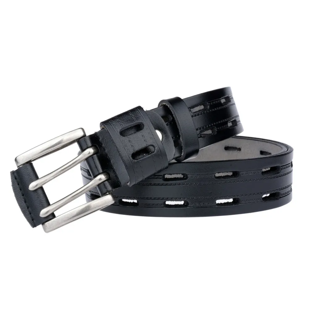 

Luxury Men Belts Good Quality Cowhide Waist Belt Male Fashion Casual Belt Metal Dual Pin Buckle Retro Genuine Leather Belts