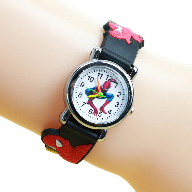 

JOYROX Child Watch Cartoon Pattern 3D Rubber Strap Children Clock Quartz For Boy Sports Spiderman Kid Watches Saat Reloj Relogio