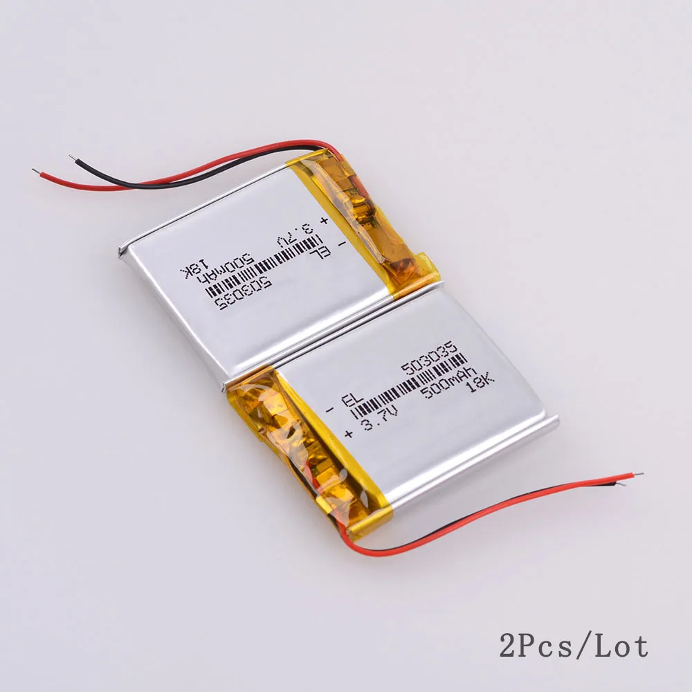 503035 3,7 v 500mah литий-полимерная батарея 3 7V Вольт li po ion lipo перезаряжаемые батареи для dvd gps навигации - Цвет: 2pcs