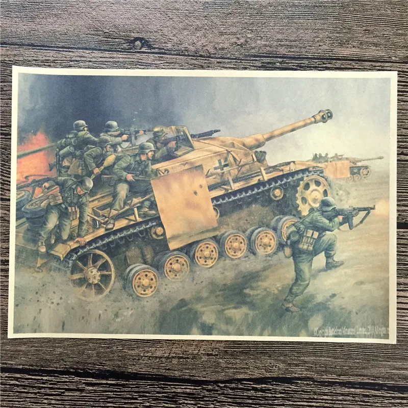 

Top fashion RMK-036 "Heavy tanks bunker" vintage kraft paper wall art sticker poster vintage pictures for house bar 42x30 cm
