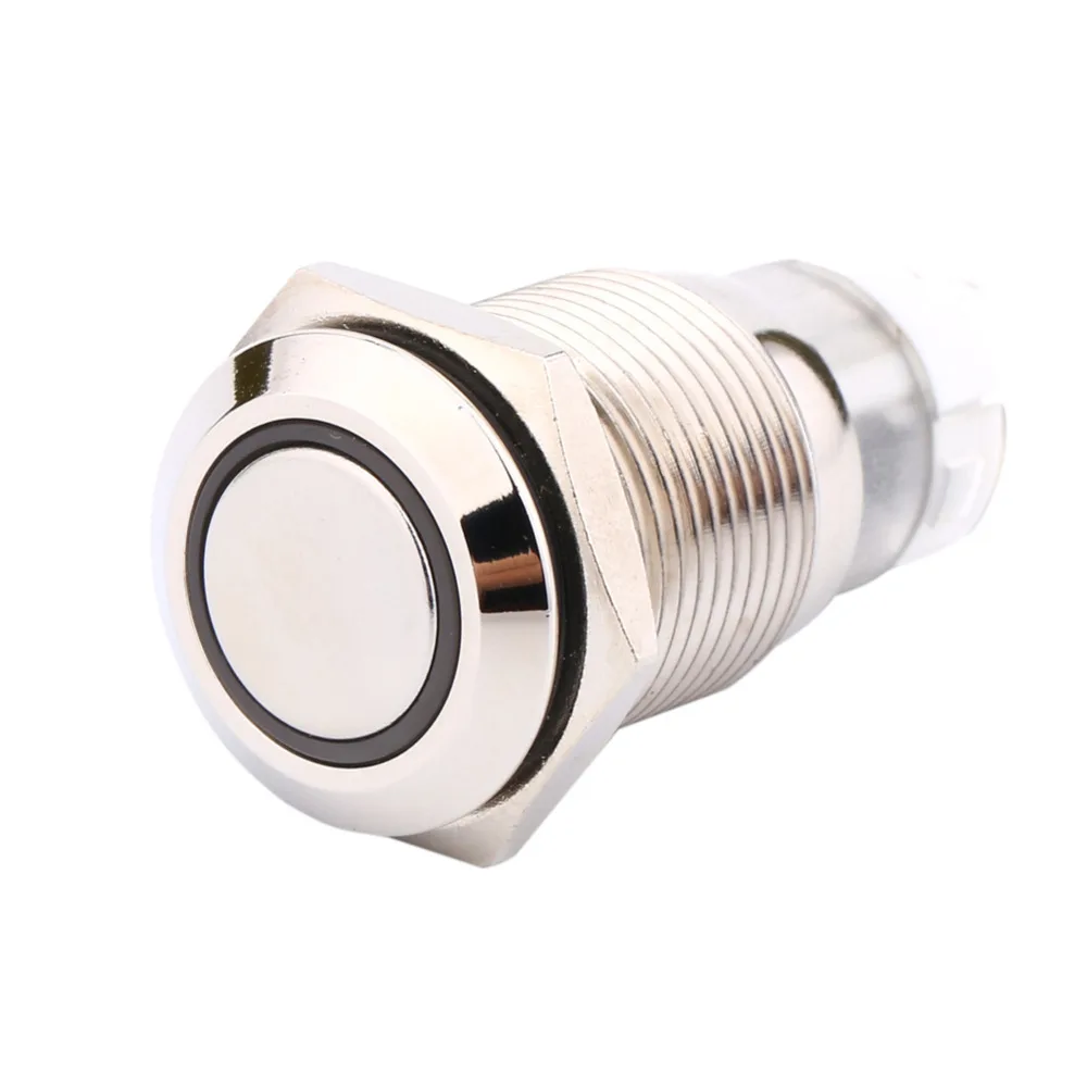 Top 16//12mm Push Button 12V Car Durable LED Power Momentary Switch Metal ON//OFF