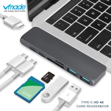 Vmade usb c концентратор к hdmi USB C к USB usb 3,0 поддержка шт., SD/tf Тип c концентратор для 13,3 дюймов или 15,4 дюймов macbook air macbook pro
