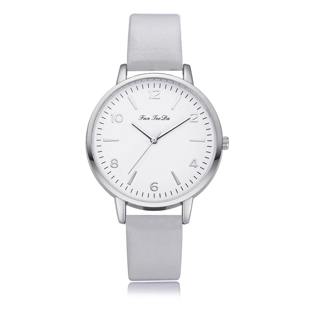 

FanTeeDa Women's Leather Watch #FD128 Simple Digital Scale Alloy Dial Casual Bracelet Quartz Wrist Watch montre femme a50