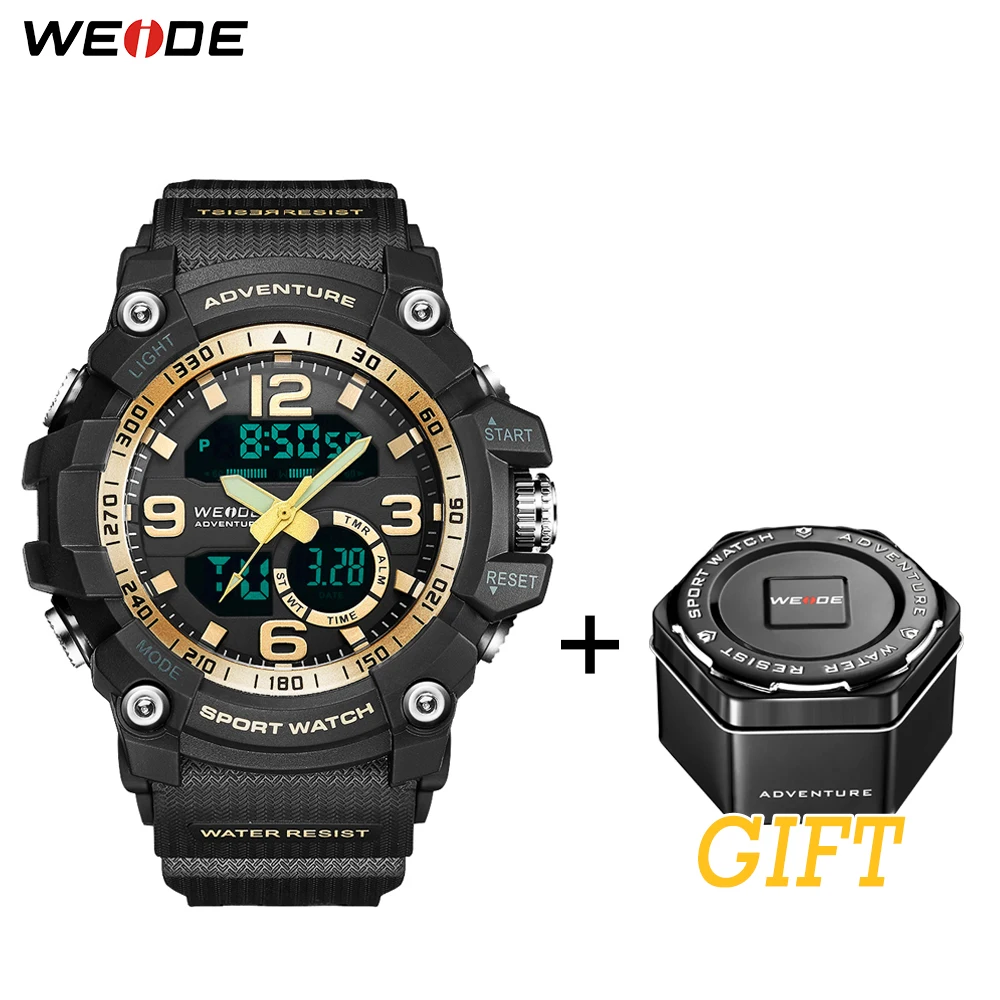 

WEIDE luxury clock LCD digital Display Auto Date Chronograph Alarm Repeater relogio militar water resistant sport watch horloges