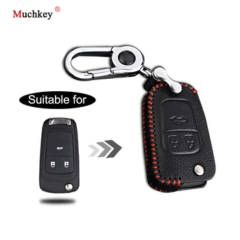 

Leather Remote Case Car Key Bag Cover for OPEL 3 Buttons Folding Key Luxury Genuine Hand Sew Red Line 1PC Type A