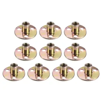 

Uxcell New 10pcs M6 M8 M10 Carbon Steel Round Base Screw-In T-Nut 5/16"x36x2.5mm 3/8"x36x2.5mm Brad Hole for Wooden Furniture