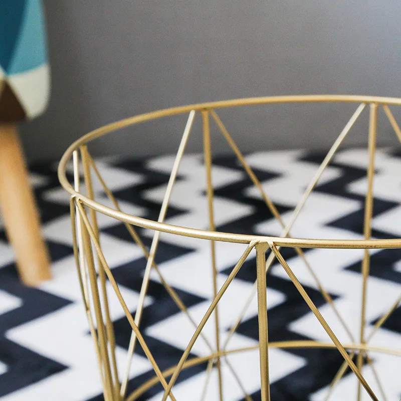 2019 Household Iron Art Storage Basket Kitchen Bedroom Sundries Snacks Organizer home office metal storage basket coffee table