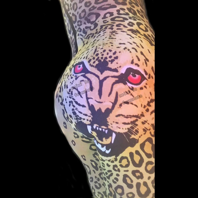 Мужской сексуальный эластичный комбинезон Красного глаза с леопардовым принтом для бара, ночного клуба, концертного певицы, танцевального костюма