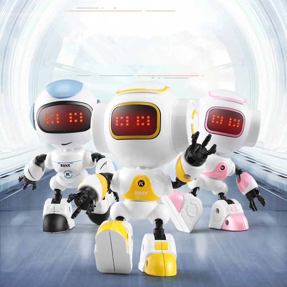 Подарки Музыка игрушка робот Touch Сенсор головы светодиодный переключатель 11 раскладные Игрушки сплав цинка тела DIY жесты декор с роботом держатель телефона