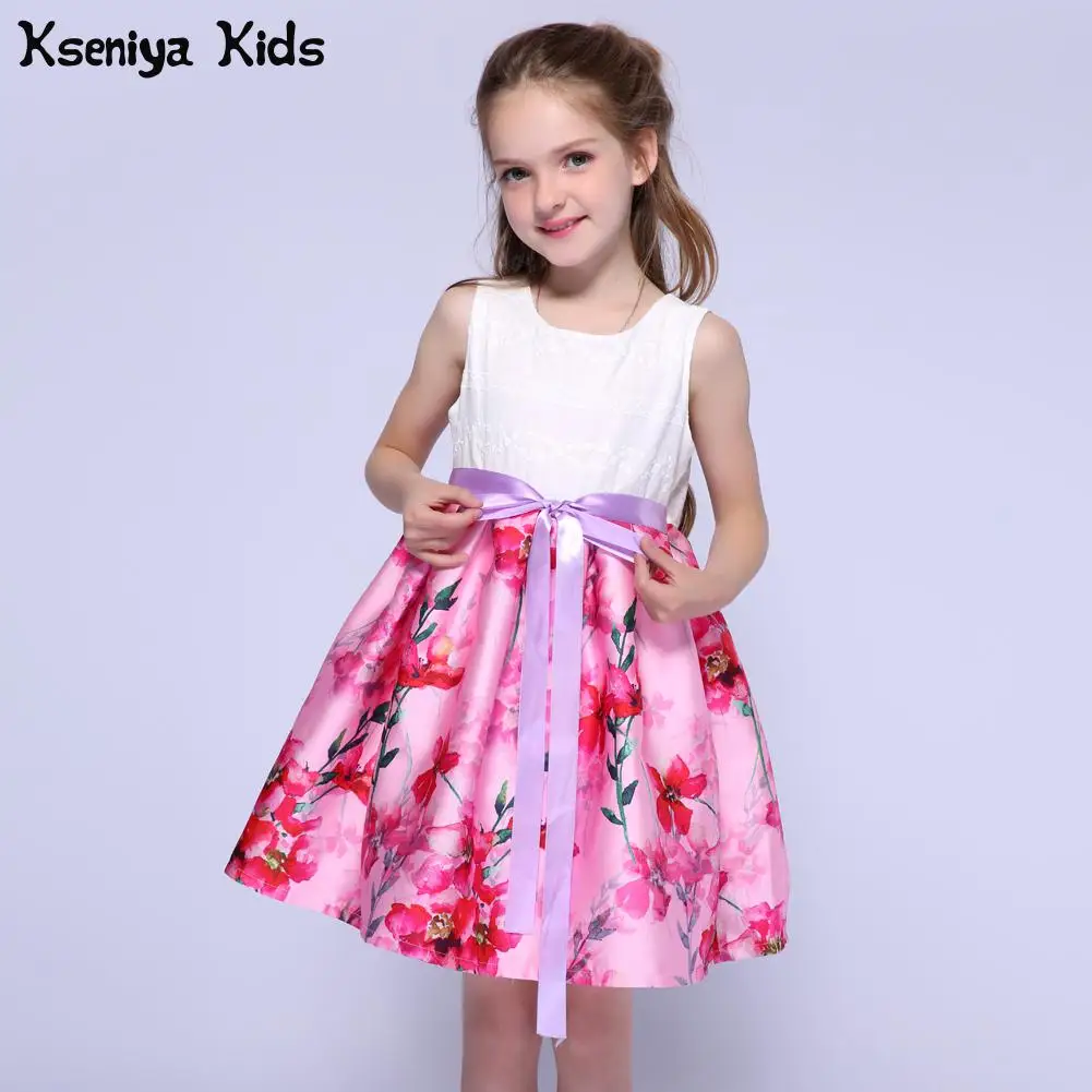 Kseniya Kids/летнее торжественное платье с цветочным узором для девочек; Детские платья для девочек; одежда для маленьких девочек на свадьбу; корейская детская одежда