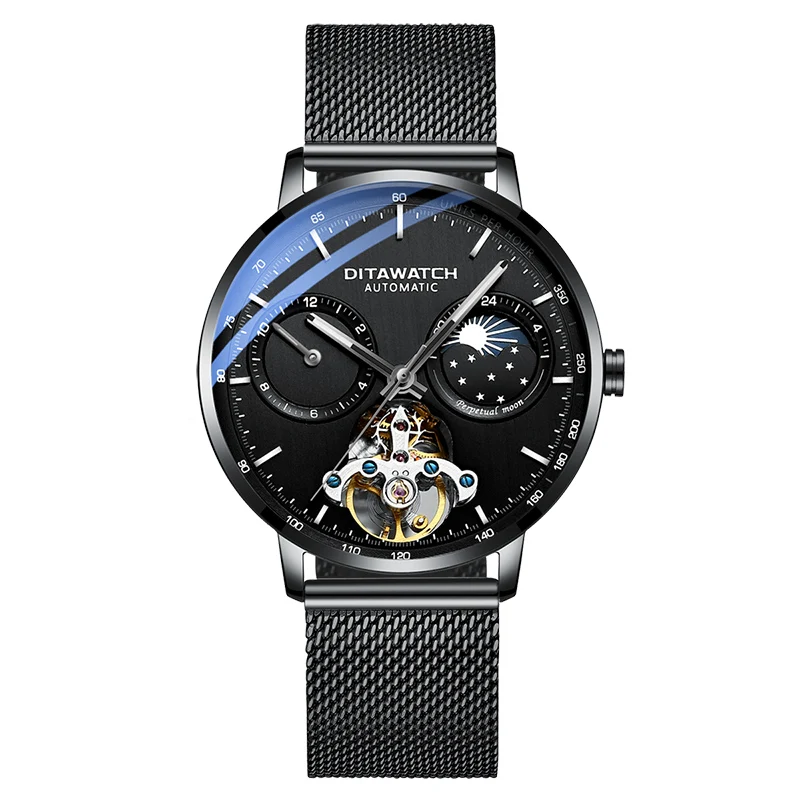 oem часы с логотипом турбийон автоматические механические мужские часы из нержавеющей стали наручные часы браслет мужские часы - Цвет: DW-B01