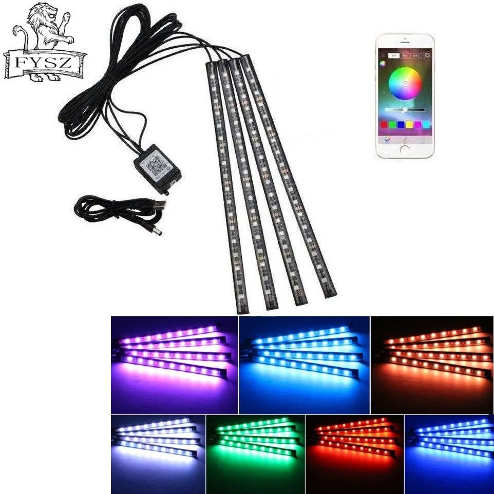 Автомобильный RGB USB app светодиодный 5 в 18SMD лампа для ног окружающий светильник