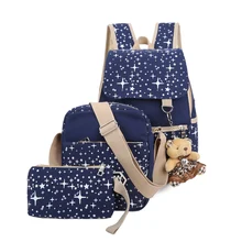 2016 Niñas Mochila Escolar Para Adolescentes + Messenger + Bolsas Mochila Pequeña Bolsa de Lona Impermeable Compuesto Menina 3 Set/Pcs 2017