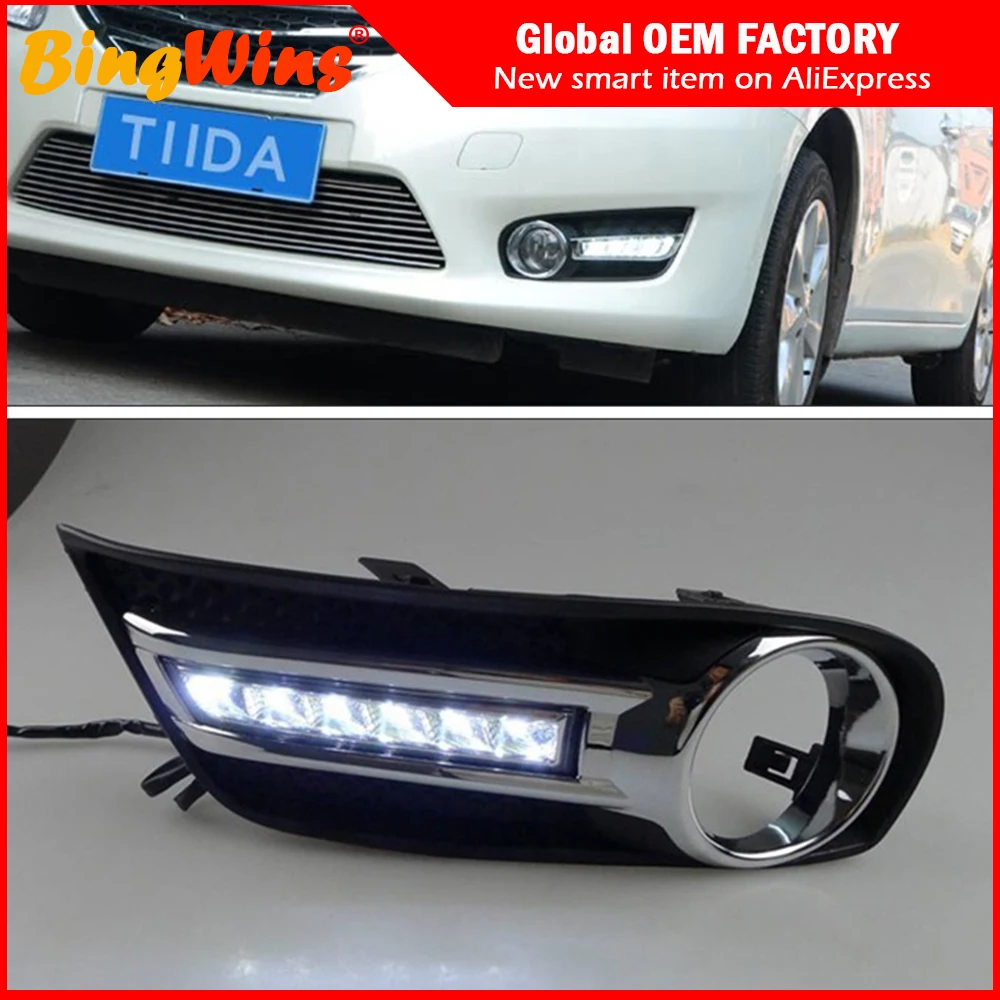 

Car styling for LED DRL Kit Daytime Running Lights For Nissan Tiida C12 Pulsar ST Hatchback 2011 2012 2013