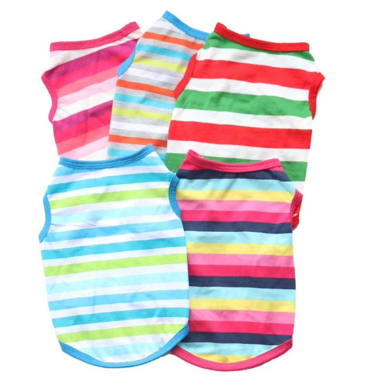 

Stripe Cute Pet Dog Clothes Cartoon Dog Cat T-shirt Soft Puppy Dogs Clothing Summer Shirt Casual Vests XS-XXL For Small Pets