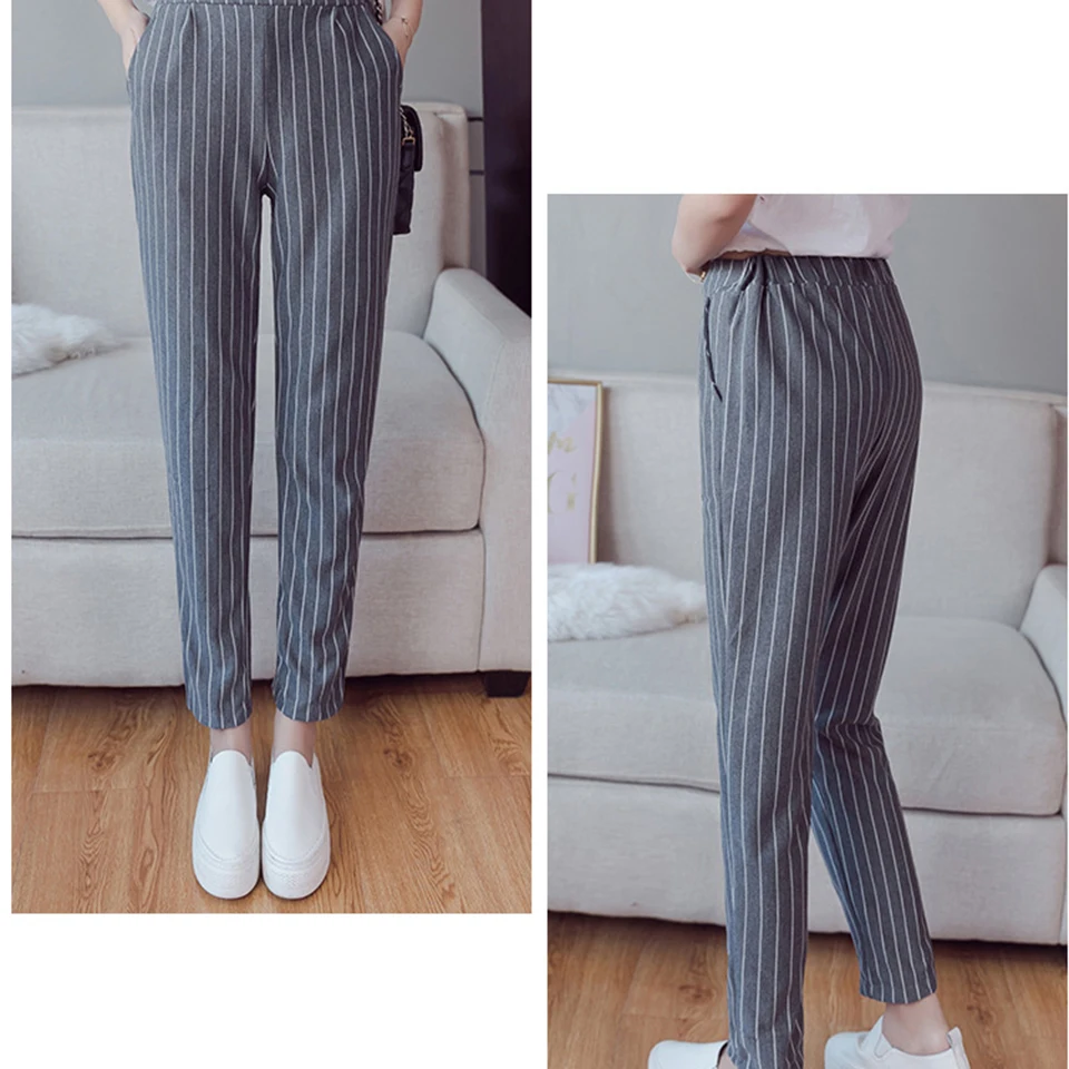 ZYFPGS 2019 Hot Women's Nine Points Casual Pants Stripe Pop Casual Women Pants Plus Size Loose Straight Slim Pencil Pants Z0923 ZYFPGS 2019 Hot Women's Nine Points Casual Pants Stripe Pop Casual Women Pants Plus Size Loose Straight Slim Pencil Pants Z0923
