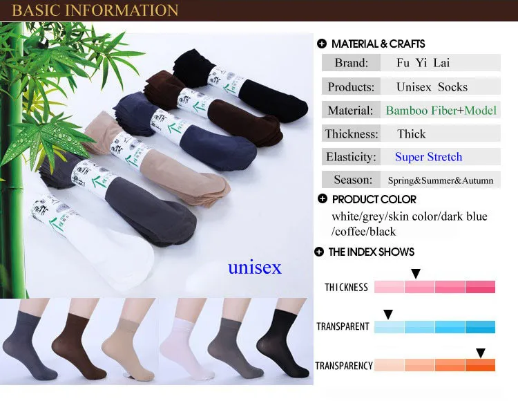 

High Quality Bamboo Fiber & Model Transparent Men Women Unisex Summer Spring Socks 10pairs/Lot Free Size Mix Polybag Package
