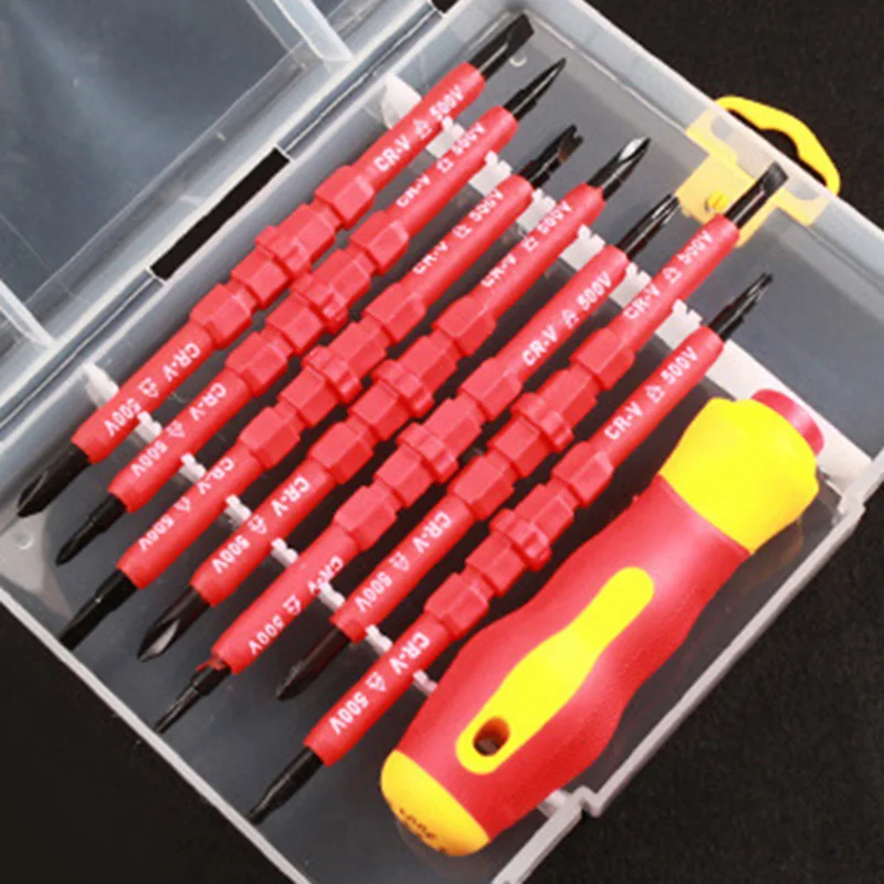 

8PCS 500V VDE Electricians Screwdriver Set Tool Electrical Fully Insulated High Voltage Multi Screw Head Type Hand Tools New