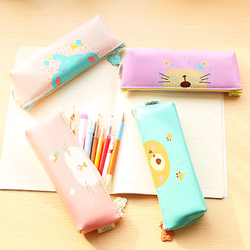 

Funny face PU Waterproof Pencil Case Stationery Storage Organizer Bag Stationery School Office Supply Escolar Papelaria