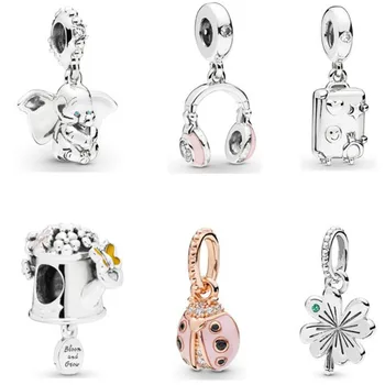 

Fit Pandora Bracelet Bead Original DIY Charms Spring 2020 New Dumbo Pink LADYBIRD Luggage Headphones Elephant Necklace Pendant